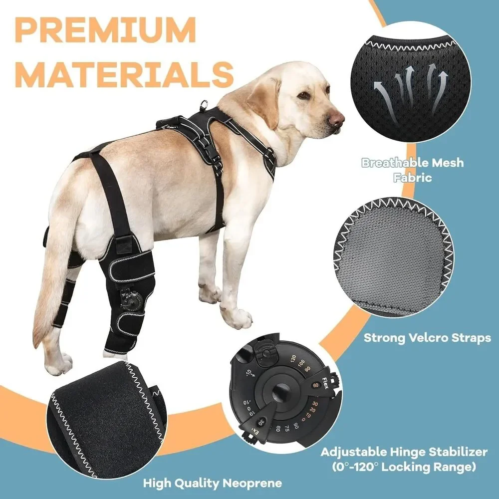 FurWell Dog Knee Brace with Adjustable Support – ACL & CCL Tear Recovery LARGE